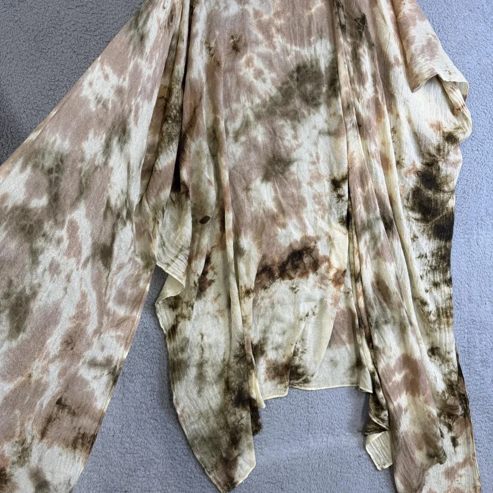 Steve Madden Kimono Cardigan Womens‎ One Size Neutral Tie Dye Boho Ruana Wrap